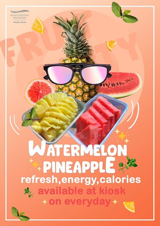 Bangpakong Riverside Country Club fruit sunglasses and BANGPAKONG RIVERSIDE RIVERSI Simply Massie nthM DN WATERMELON PINEAPPLE efresh energy calories available at kiosk on everyday