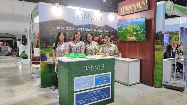 Banyan Golf Club Hua Hin 9 people and text