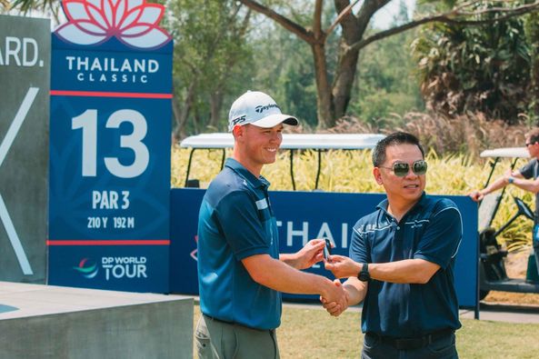 Amata Spring Country Club 3 people people standing outdoors and RD THAILAND CLASSIC Taylon 13 PAR3 210Y 192M DP WORLD TOUR H I