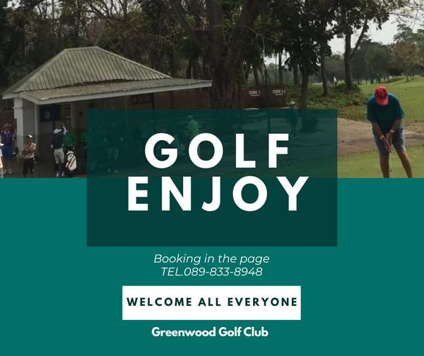 Greenwood Golf Club 5 people outdoors and GOLF ENJOY Booking in the page TEL 089 833 8948 WELCOME ALL EVERYONE Greenwood Golf Club