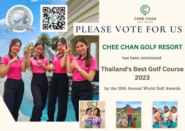 Chee Chan Golf 11 people and GOLE NOMINEE 2023 CHEE CHAN GOLF RESORT PLEASE VOTE FOR US CHEE CHAN GOLF RESORT has been nominated Thailand s Best Golf Course 2023 by the 10th Annual World Golf Awards CH