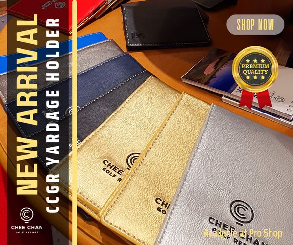 Chee Chan Golf leather wallet saddle stitched leather and text