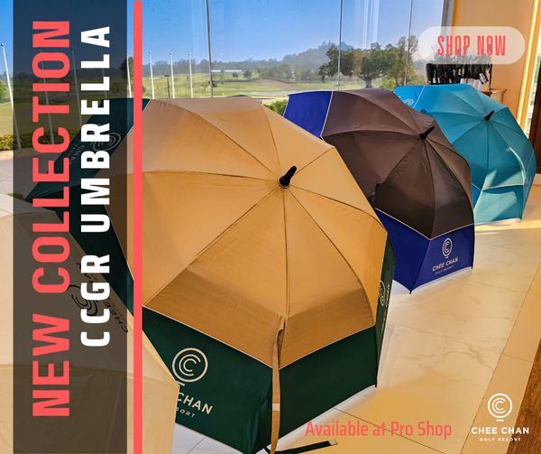 Chee Chan Golf SHOP NOW COLLECTION M UMBRELLA CCGR M3N CHEE ORT HAN Available atPro Shop CHEE CHAN GOLF ESO