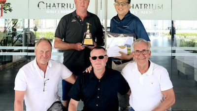 Hole-in-One Celebration!  Leif Larsson from Sweden nails it at Chatrium Golf Resort Soi Dao with pals Bengt Jonasson, Mats Haler &amp; Anders Soderberg on Jan 30, 2024. Cheers to the golfing brilliance and more victories ahead!  #ChatriumGolf #HoleInOne #