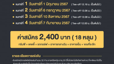 มาจ๊าๆ การแข่งขันกอล์ฟรายการ  Singha Amazing Thailand Pattaya Golf Festival 16 Years   [สนามสอง   (วันที่ 6 ก.ค. 2567) ทีออฟ 12.08 น.] ยังสมัครเข้าแข่งขันได้ครับ สนใจสแกน QR code เข้ามากันได้เลยจ๊า