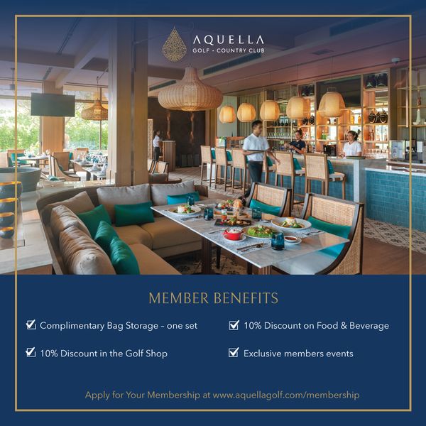 Aquella Golf amp Country Club 4 people furniture and AQUELLA GOLF COUNTRY GOLFTCLUB CLUB MEMBER BENEFITS Complimentary Bag Storage one set 10 Discount in the Golf Shop 10 Discount oFoo Beverage Excl usive members events