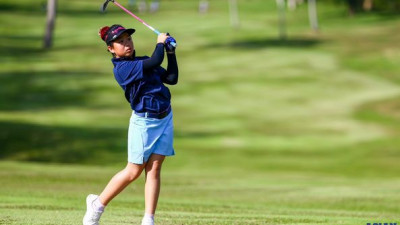 Proud Pricha Jitsaree, a Phuket local girl  Still maintaining a strong leadership position in the D Girl class Asian Junior Masters International Youth Golf Tournament at the Blue Canyon Country Club Phuket Thailand, finishing 2 days with a score of 1 u